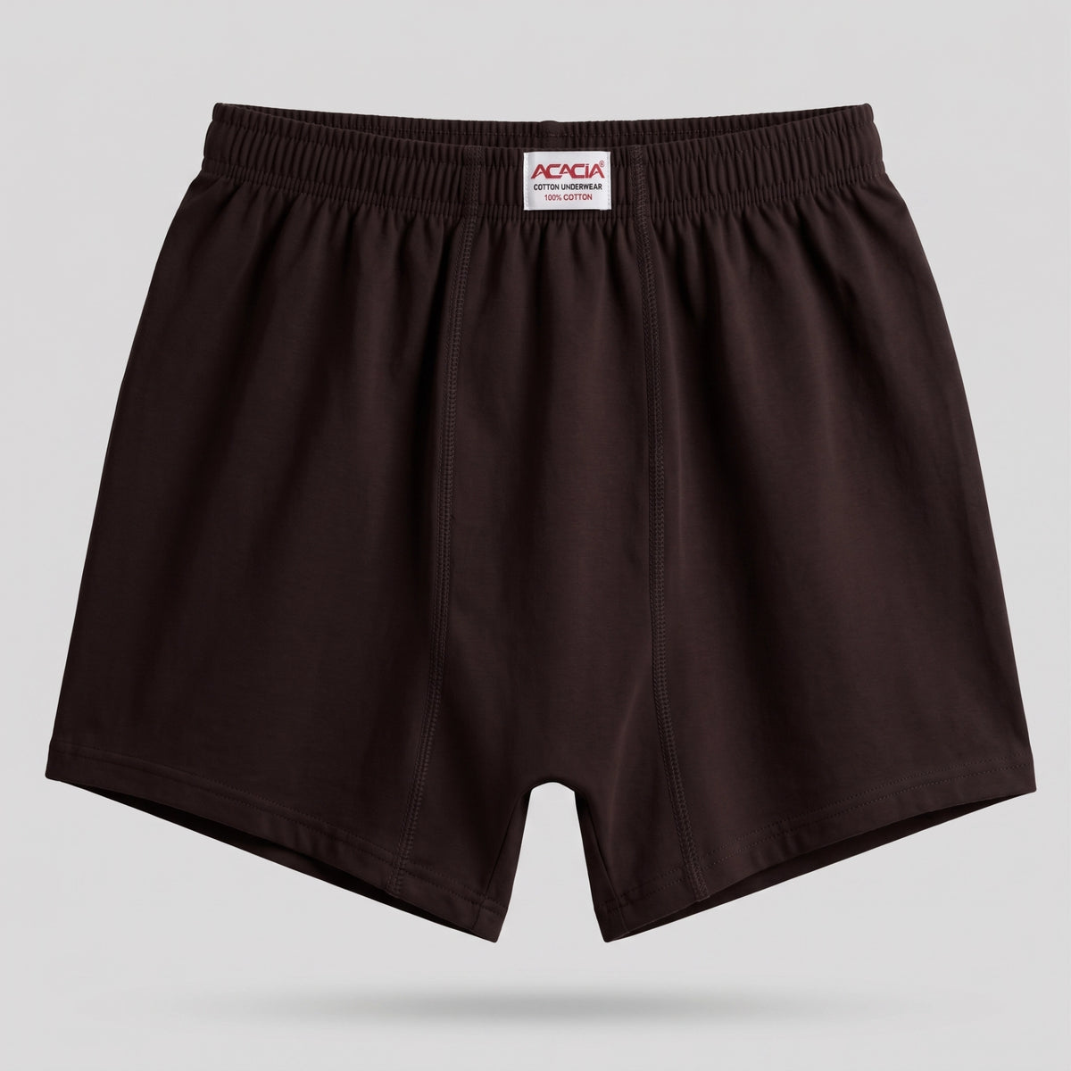 Acacia Men’s 100% Cotton Boxer Shorts – Dark Brown