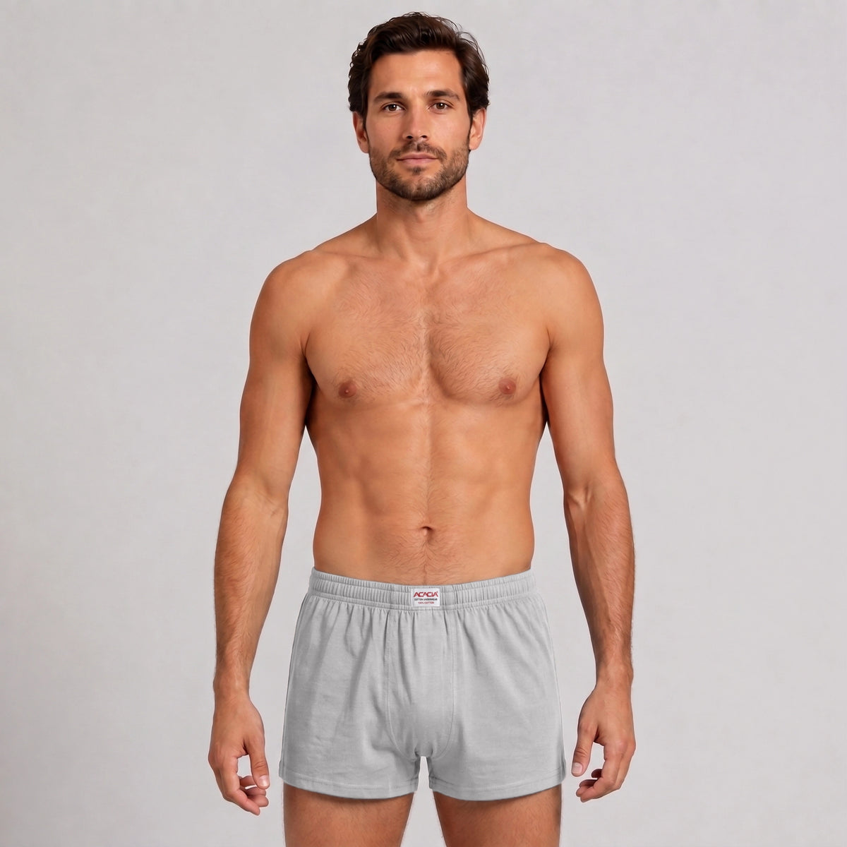 Acacia Men’s 100% Cotton Boxer Shorts – Grey