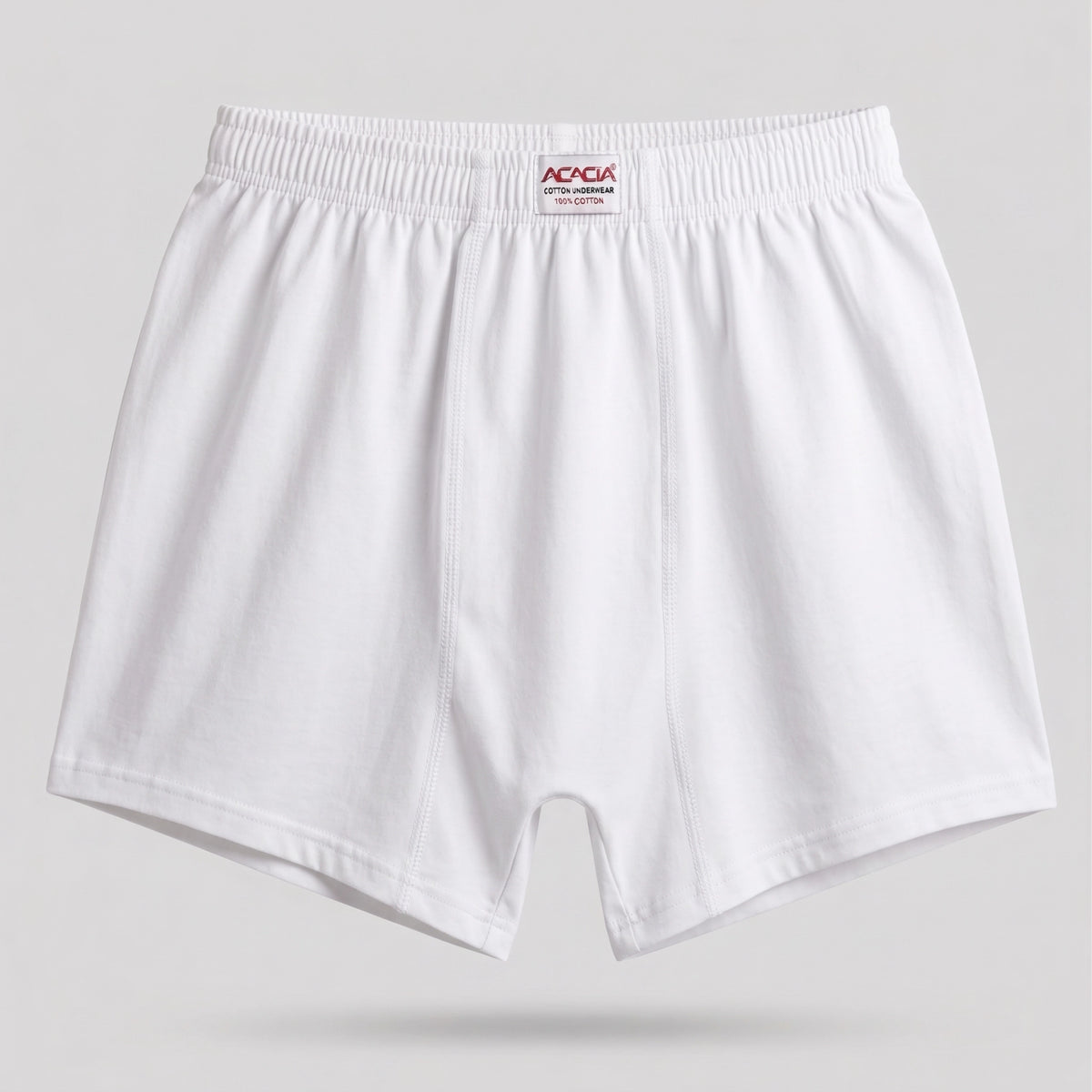 Acacia Men’s 100% Cotton Boxer Shorts – White