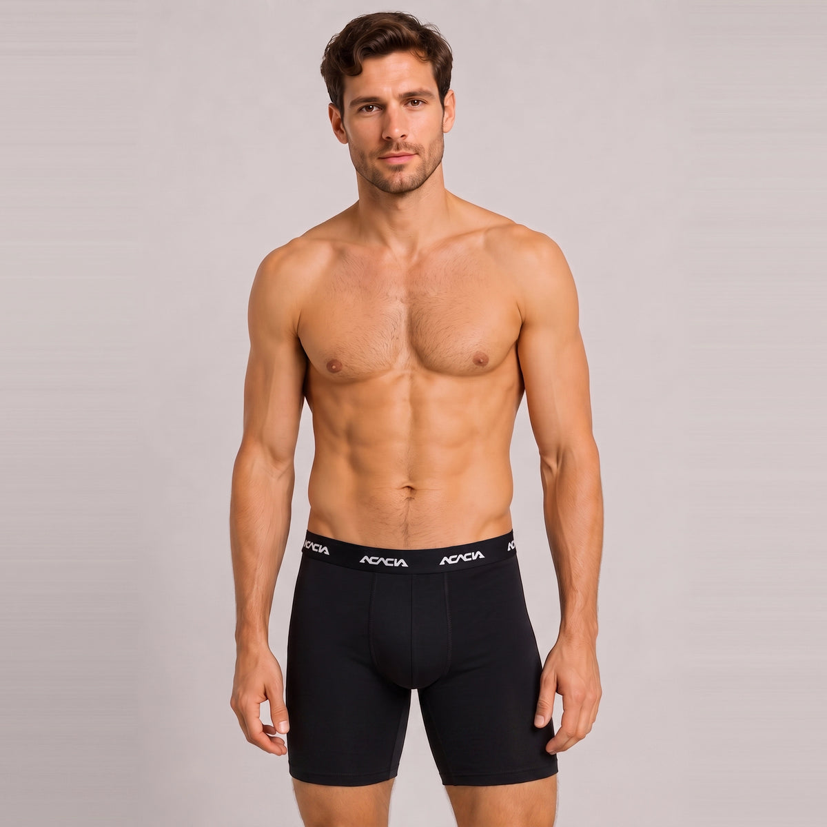 Acacia Men’s Cotton-Lycra Long Boxer – Black