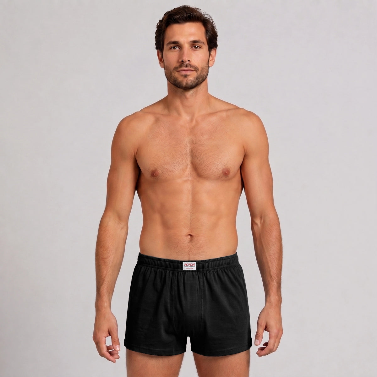 Acacia Men’s 100% Cotton Boxer Shorts – Black