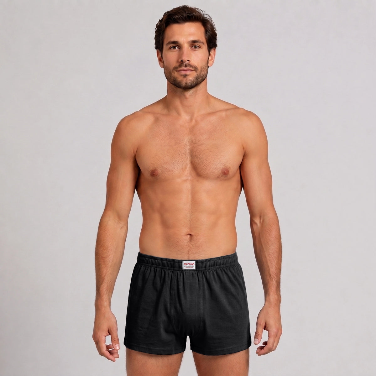 Acacia Men’s 100% Cotton Boxer Shorts – Charcoal Grey