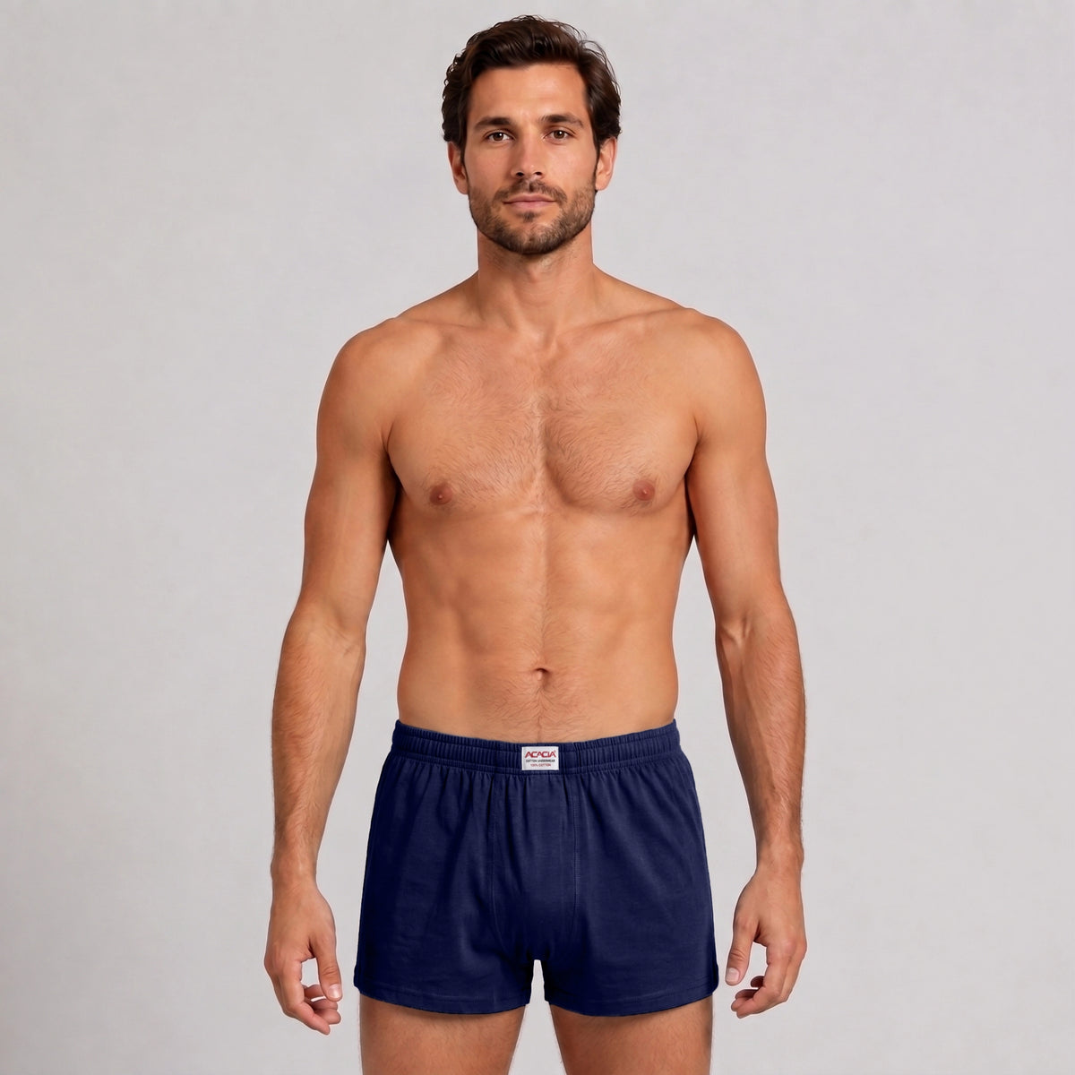 Acacia Men’s 100% Cotton Boxer Shorts – Navy