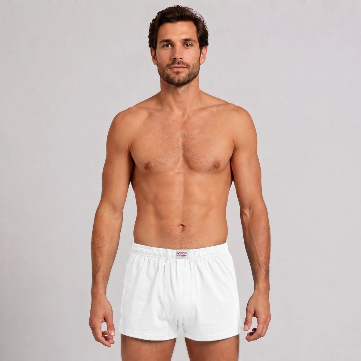 Acacia Men’s 100% Cotton Boxer Shorts – White