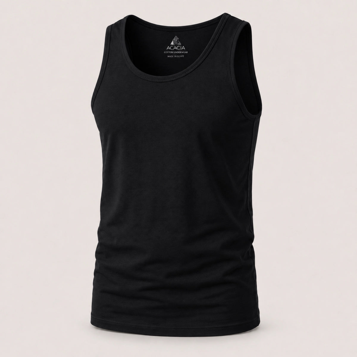 Acacia Men’s 96% Cotton, 4% Lycra Tank Undershirt – Black