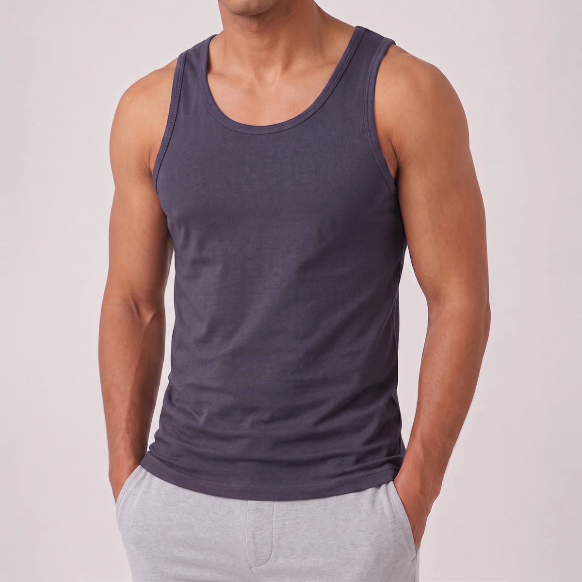 Acacia Men’s 96% Cotton, 4% Lycra Tank Undershirt – Graphite Grey