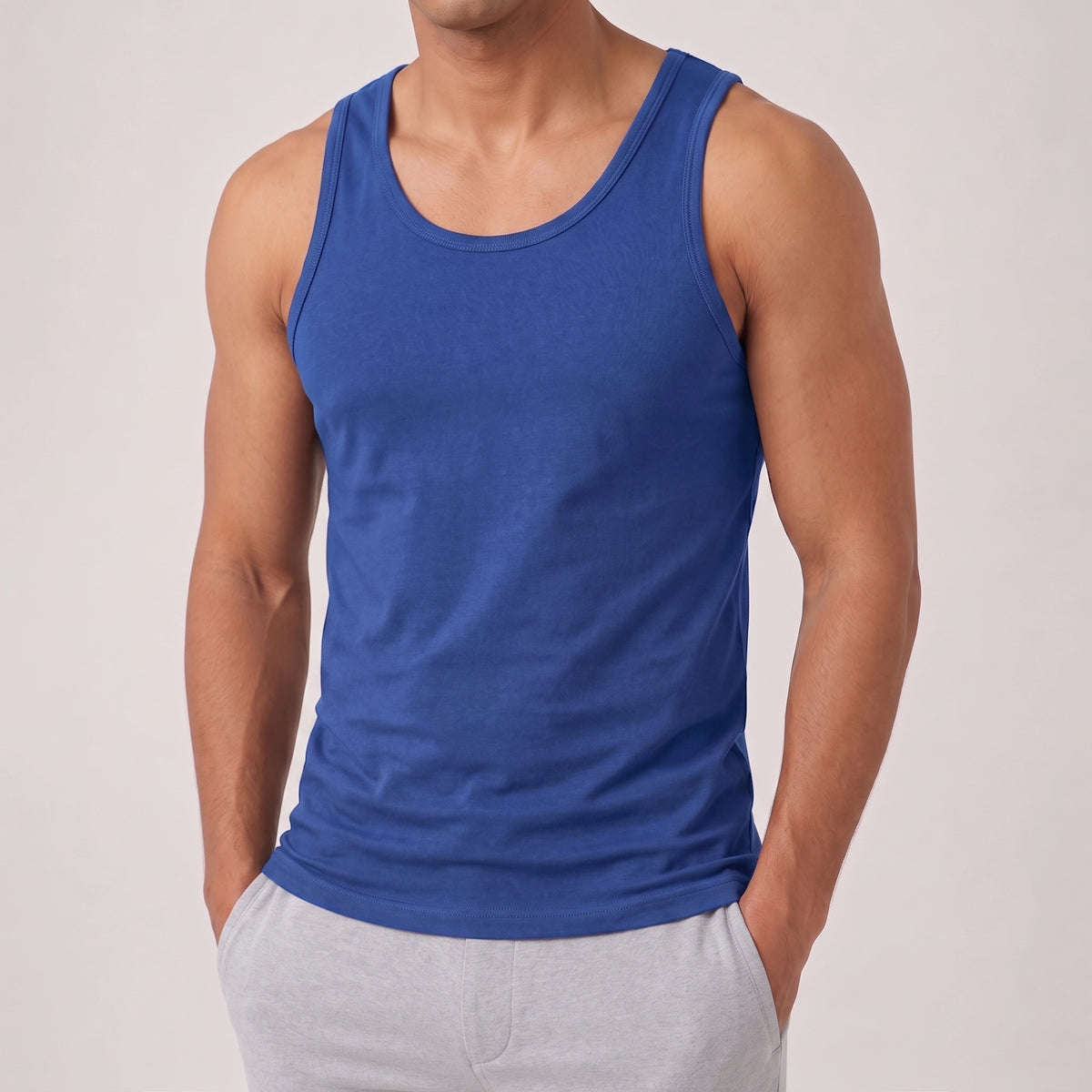 Acacia Men’s 96% Cotton, 4% Lycra Tank Undershirt – Royal Blue